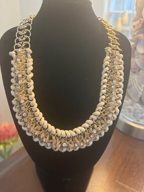 Banana Republic Gold and Cream Braided Statement Necklace for Women